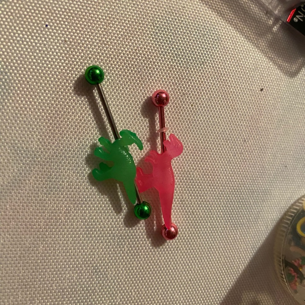 Dinosaur industrial earring